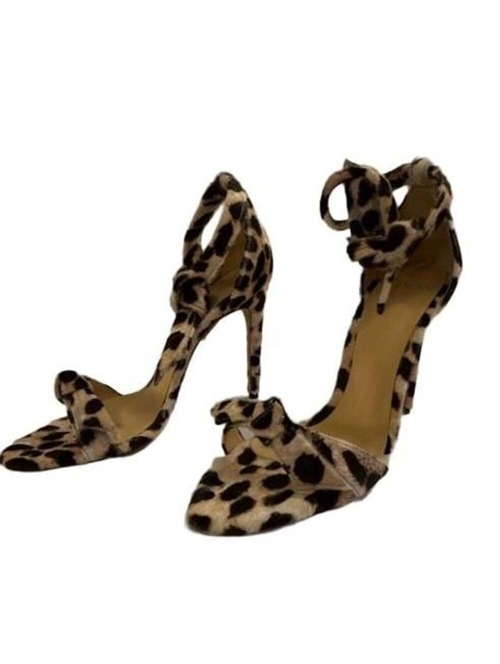 Alexandre Birman Clarita Real calf  Fur Leopard Print High Heel Sandals